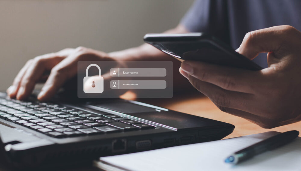 Multi-Factor Authentication, User, Login, Cybersecurity privacy protect data. internet network security technology. Encrypted data. Personal online privacy. Cyber hacker threat.